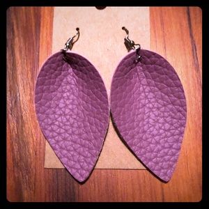Handmade purple leather earrings
